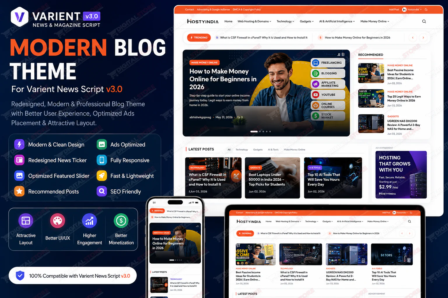 Modern Blog Theme For Varient News Script