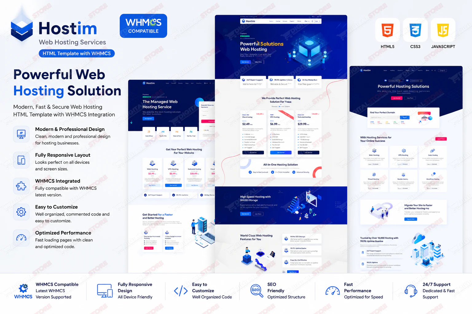 Hostim - Web Hosting Services HTML Template with WHMCS